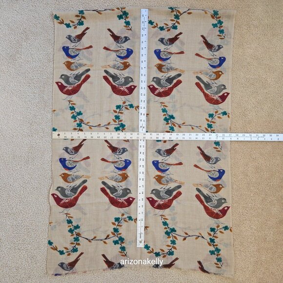 NWOT Painted Stylized Bird Scarf Shawl--Possibly Cashmere *READ* - Picture 6 of 13